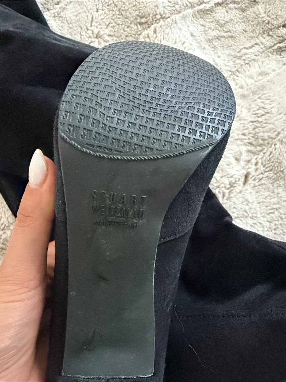 Stuart Weitzman Highland Over the Knee Boots Black Suede OTK